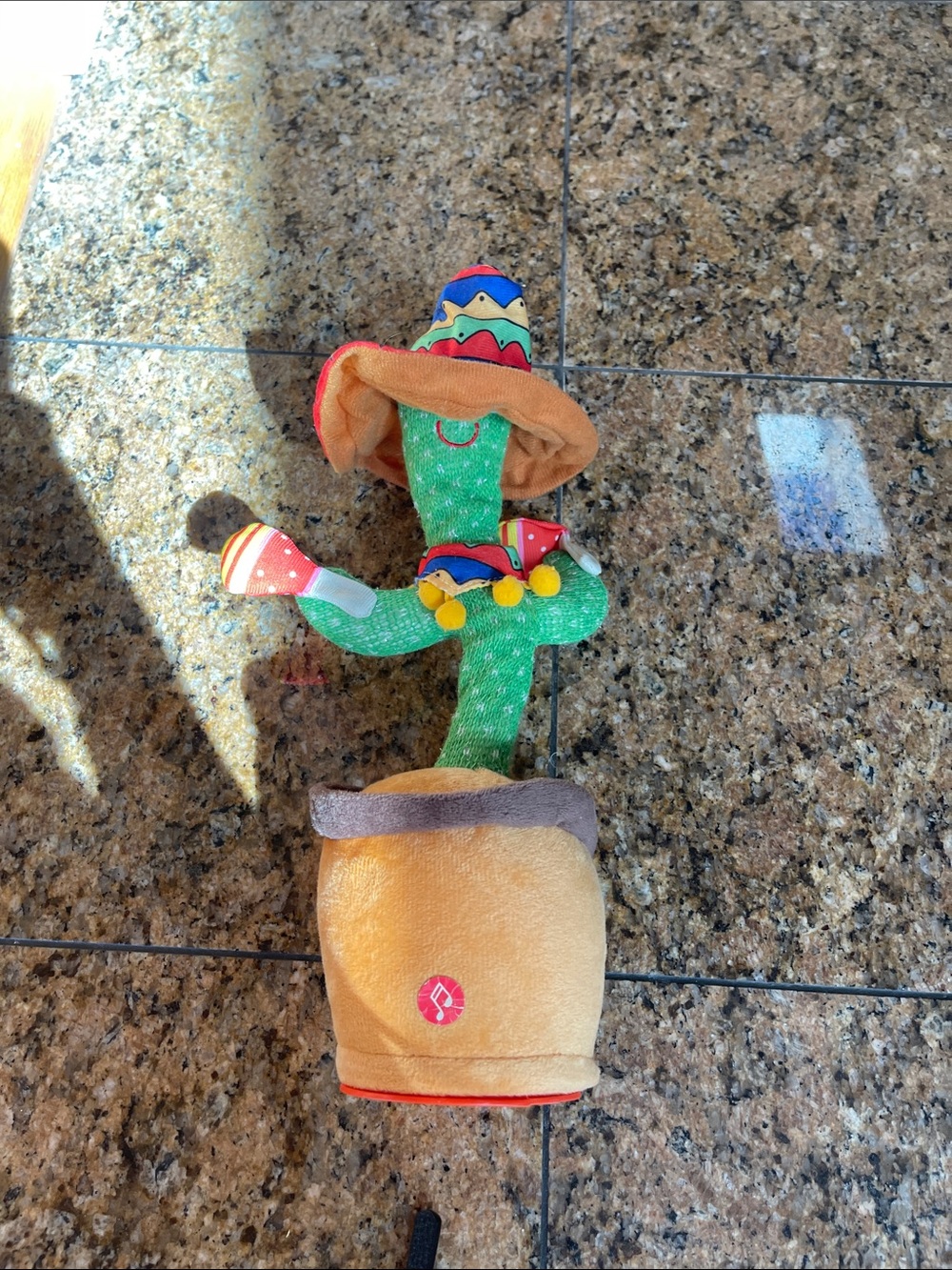 Plush Green Cactus Toy with Colorful Hat and Pot DANCING WITH MUSIC